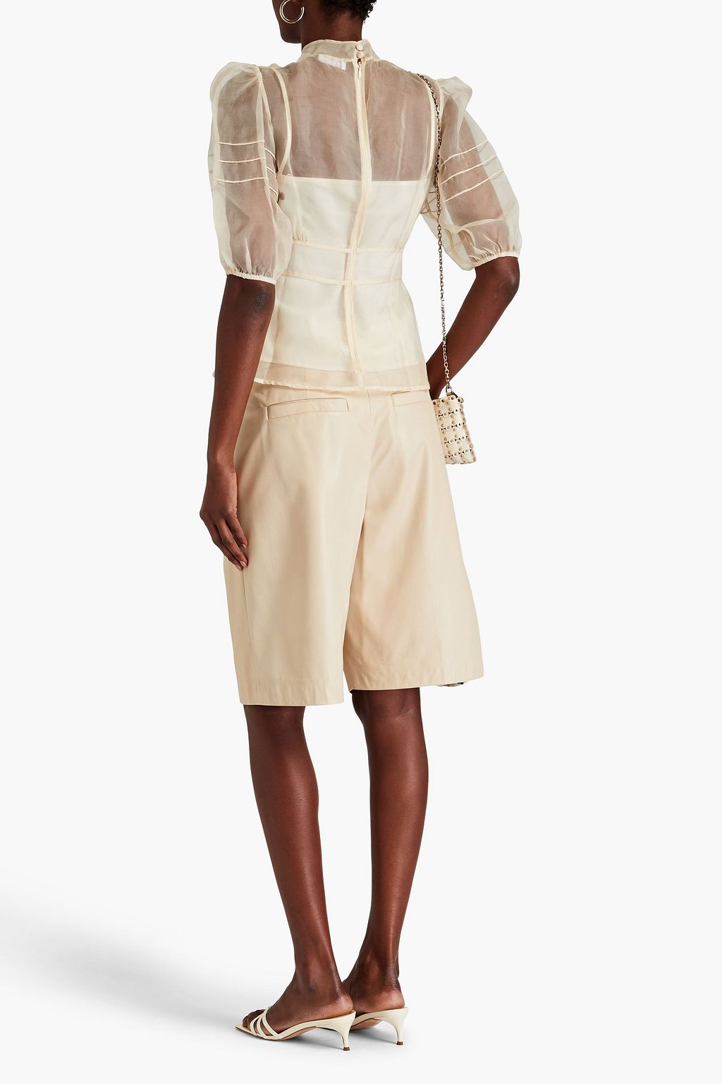 REDVALENTINO Floral-appliquéd silk-organza top