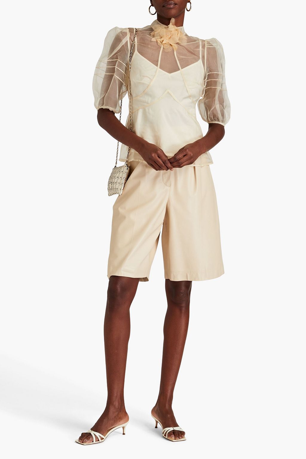 REDVALENTINO Floral-appliquéd silk-organza top