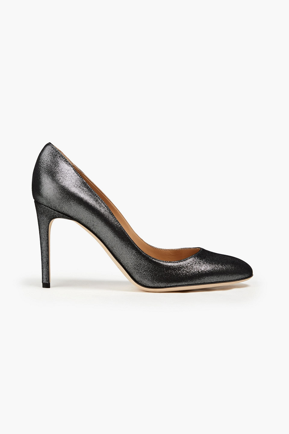 Sergio Rossi Metallic Suede Pumps In Gunmetal