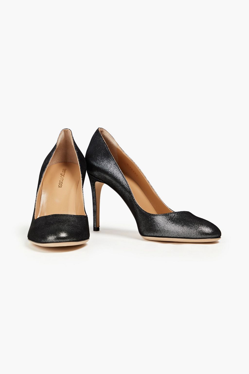 SERGIO ROSSI Metallic suede pumps