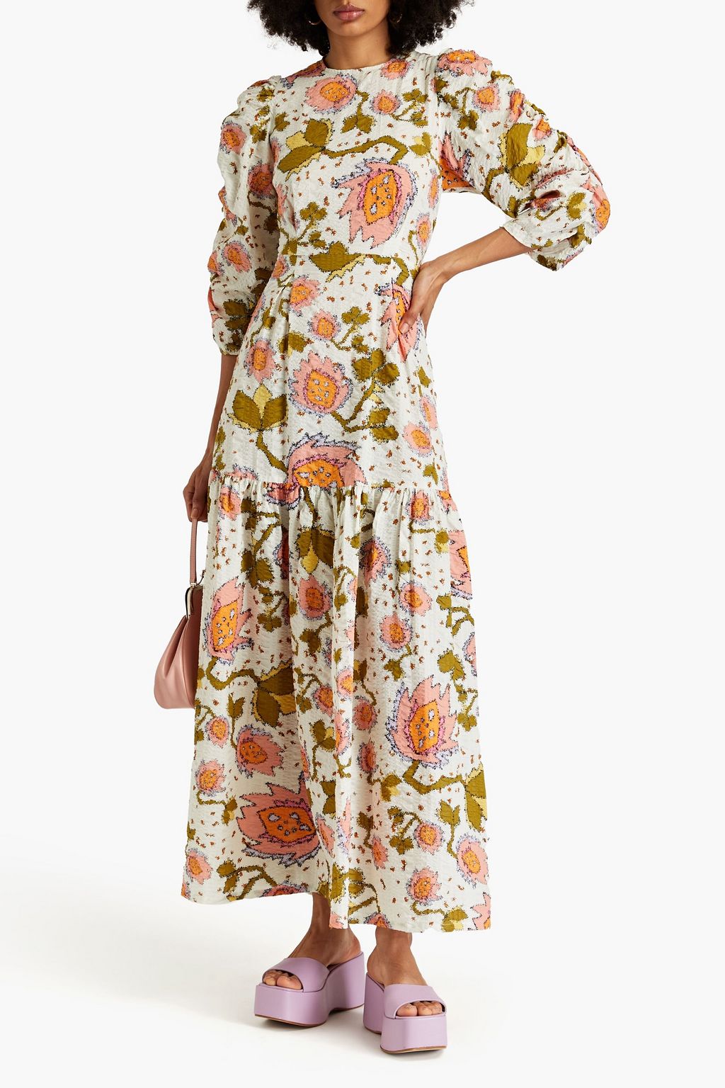 STELLA NOVA Nynne crinkled gathered cotton maxi dress