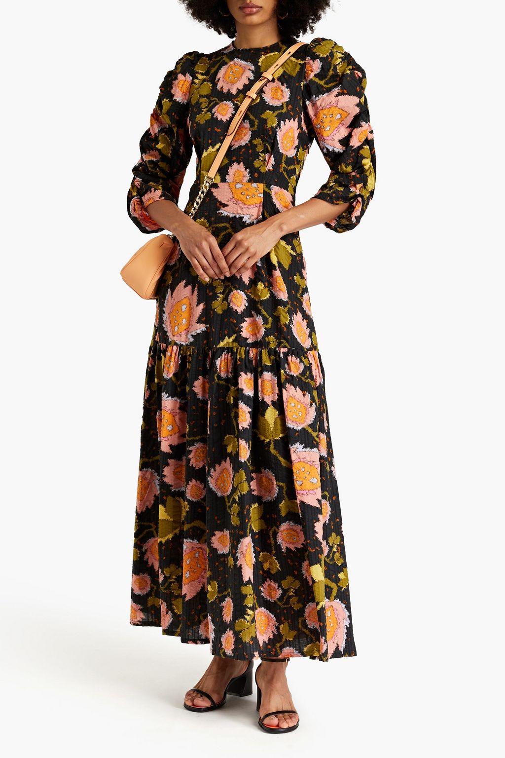 STELLA NOVA Nynne crinkled gathered cotton maxi dress