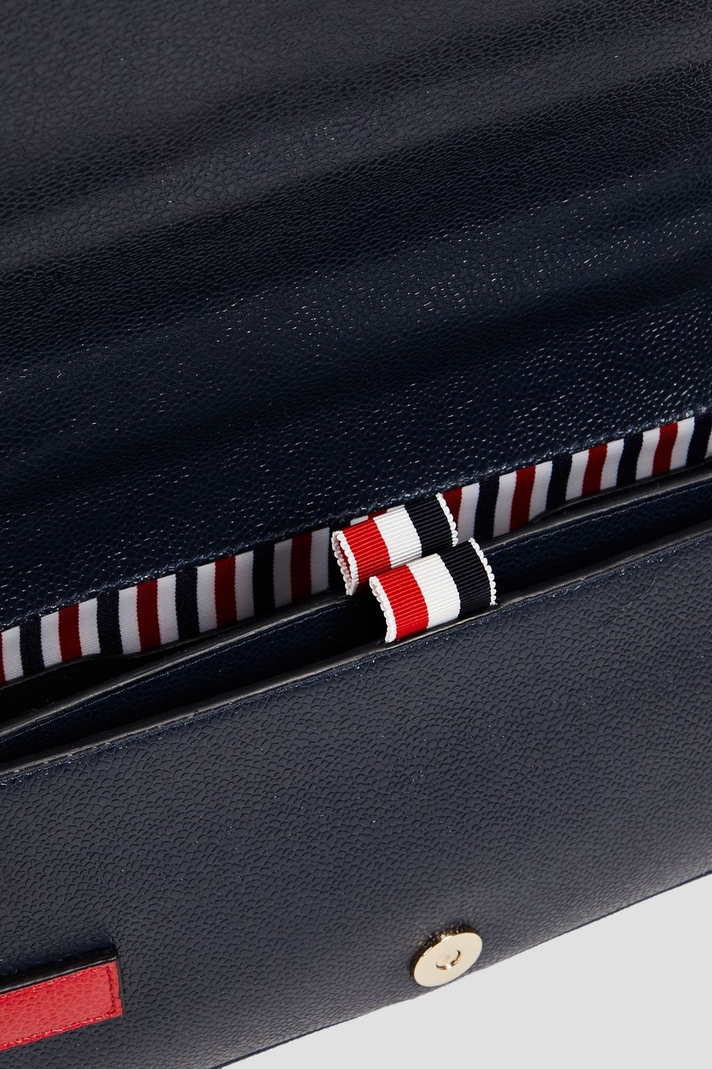 THOM BROWNE Striped pebbled-leather shoulder bag