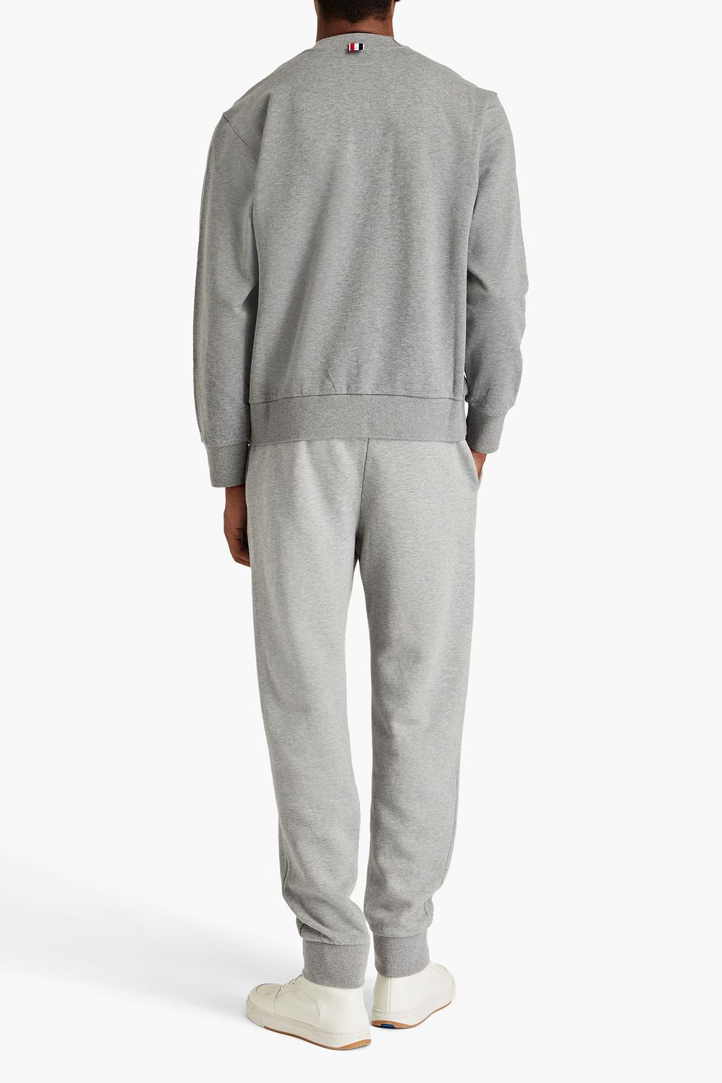THOM BROWNE Striped French cotton-terry sweatshirt