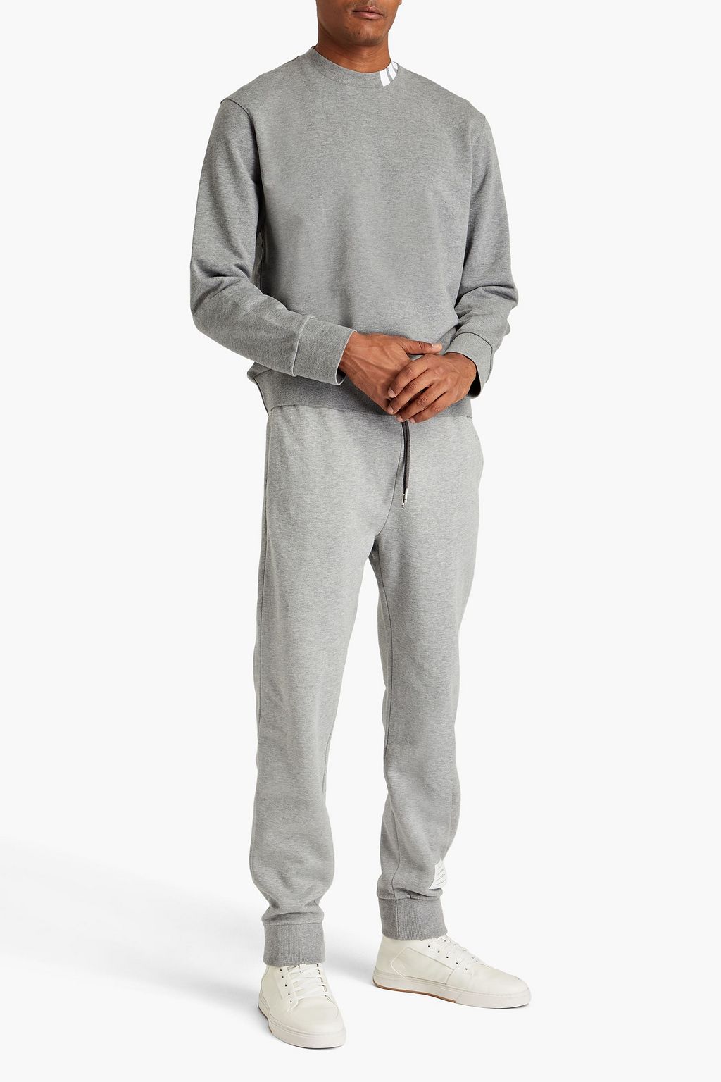 THOM BROWNE Striped French cotton-terry sweatshirt