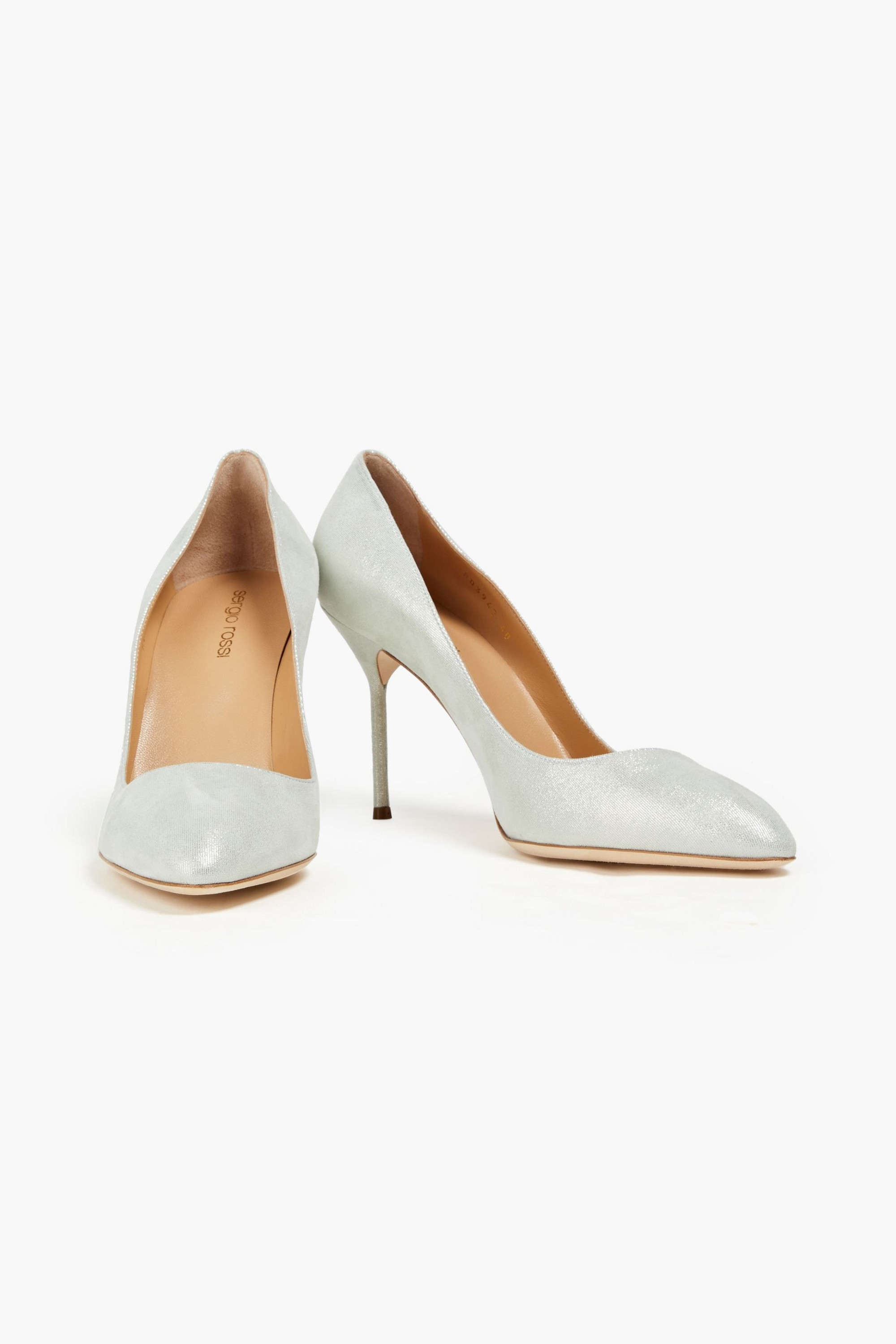 SERGIO ROSSI Metallic suede pumps