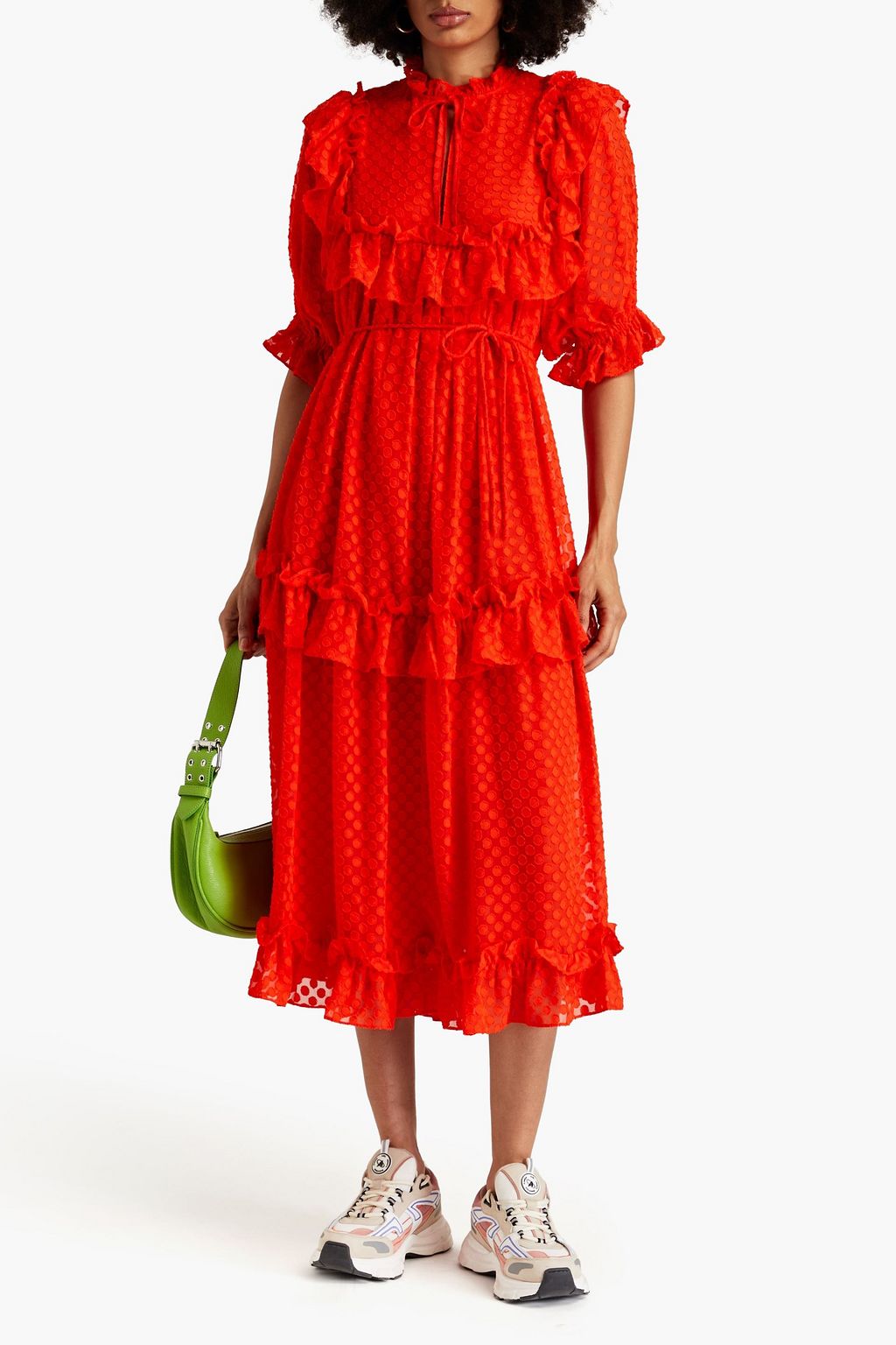 Stella Nova - Embroidered Midi Dress With Scallopseb61-4430 - 558 Pale Pink main image 0