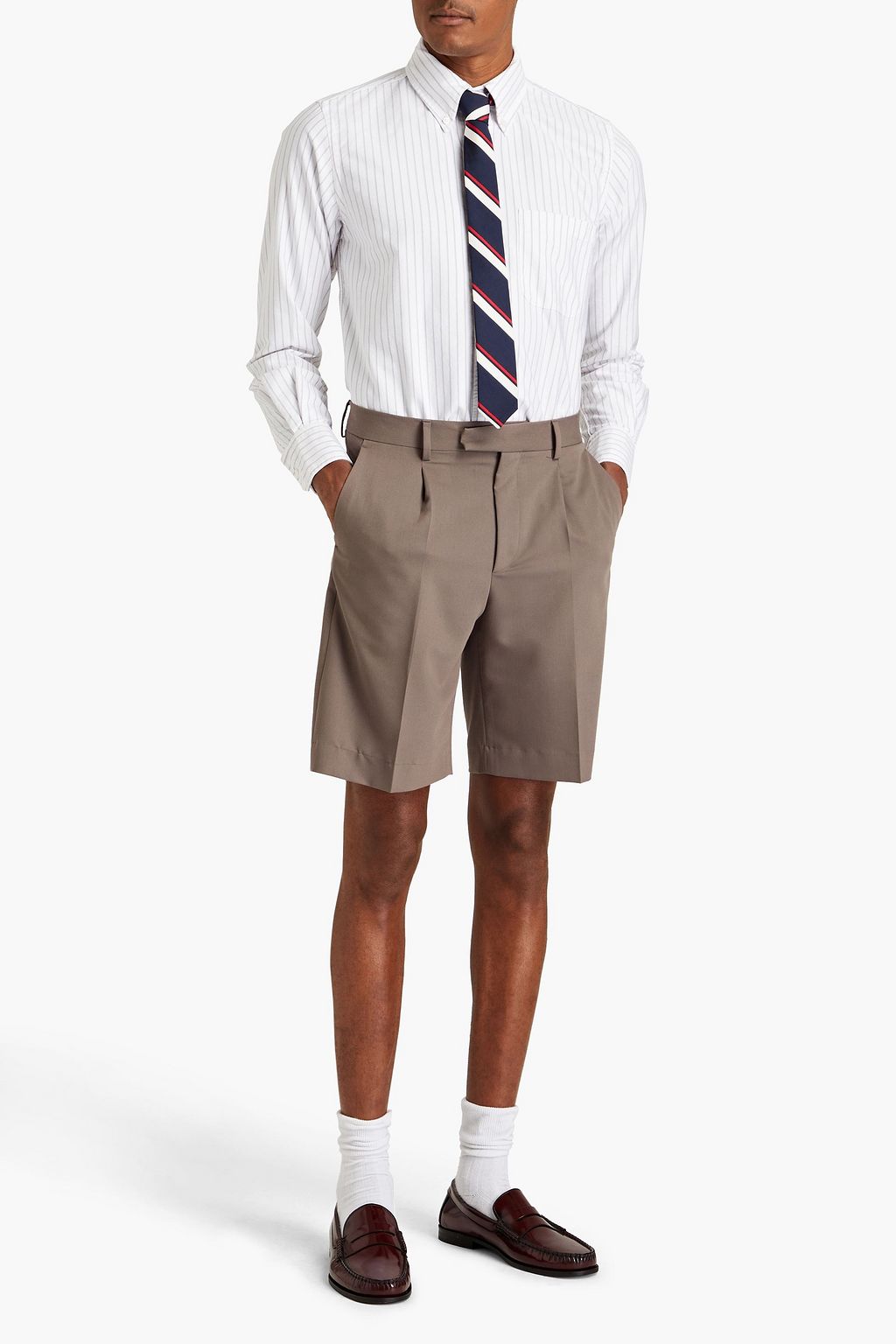 THOM BROWNE 스트라이프 코튼 옥스퍼드 셔츠