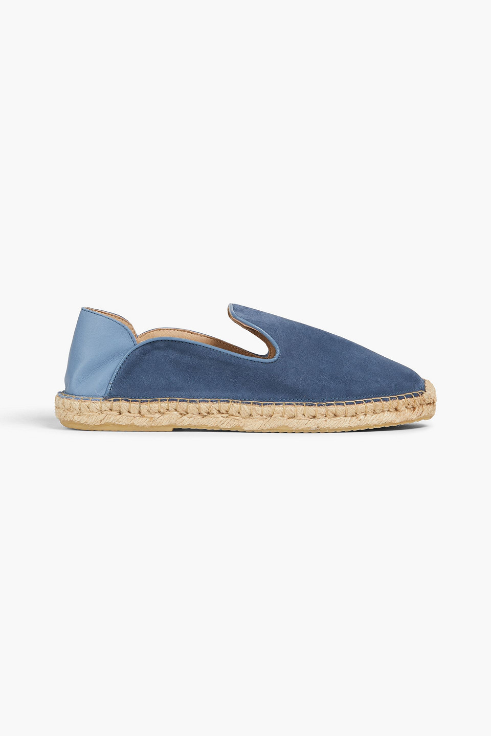 Frescobol Carioca Veluso Collapsible-heel Leather-trimmed Suede Espadrilles In Slate Blue