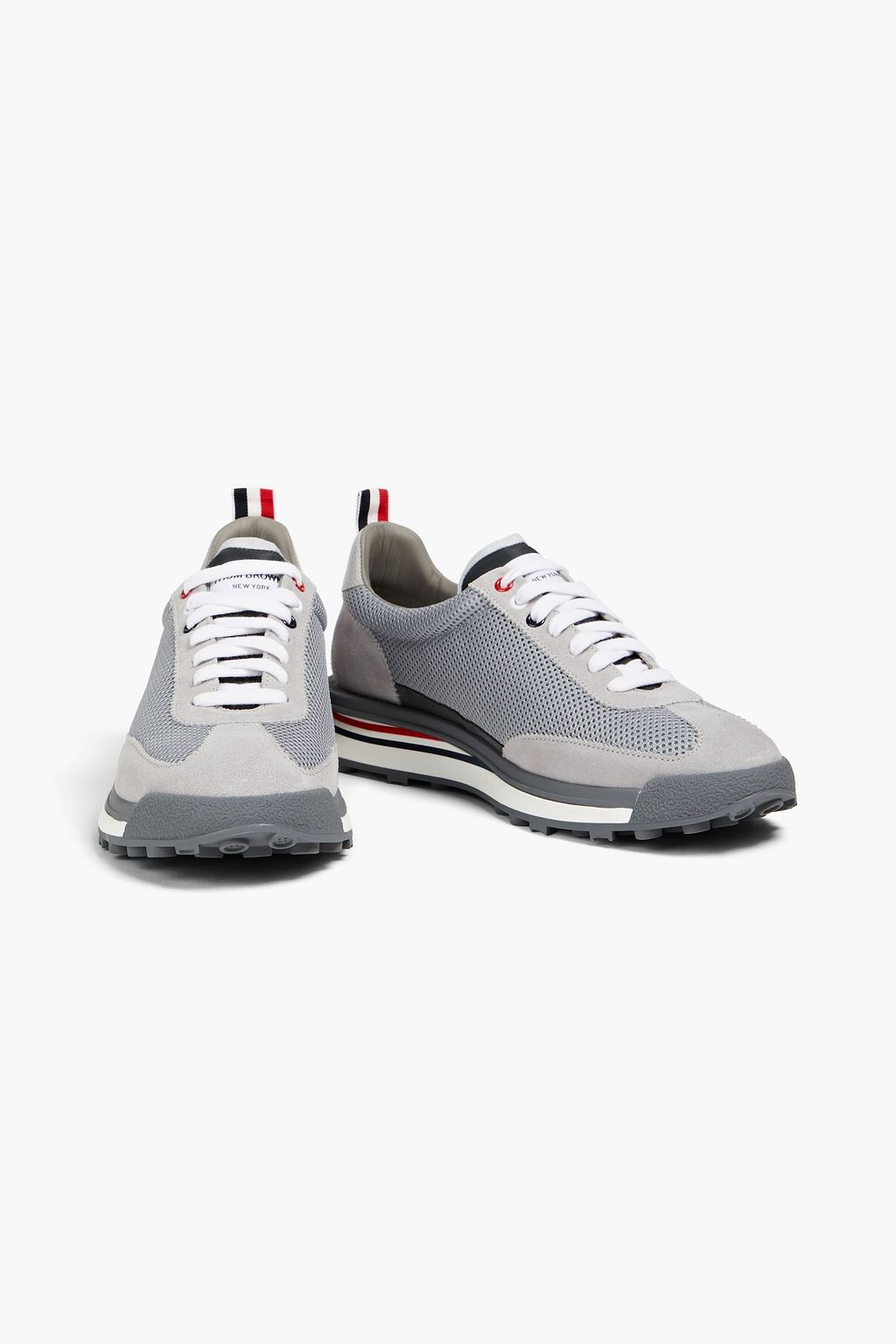THOM BROWNE Suede and mesh sneakers