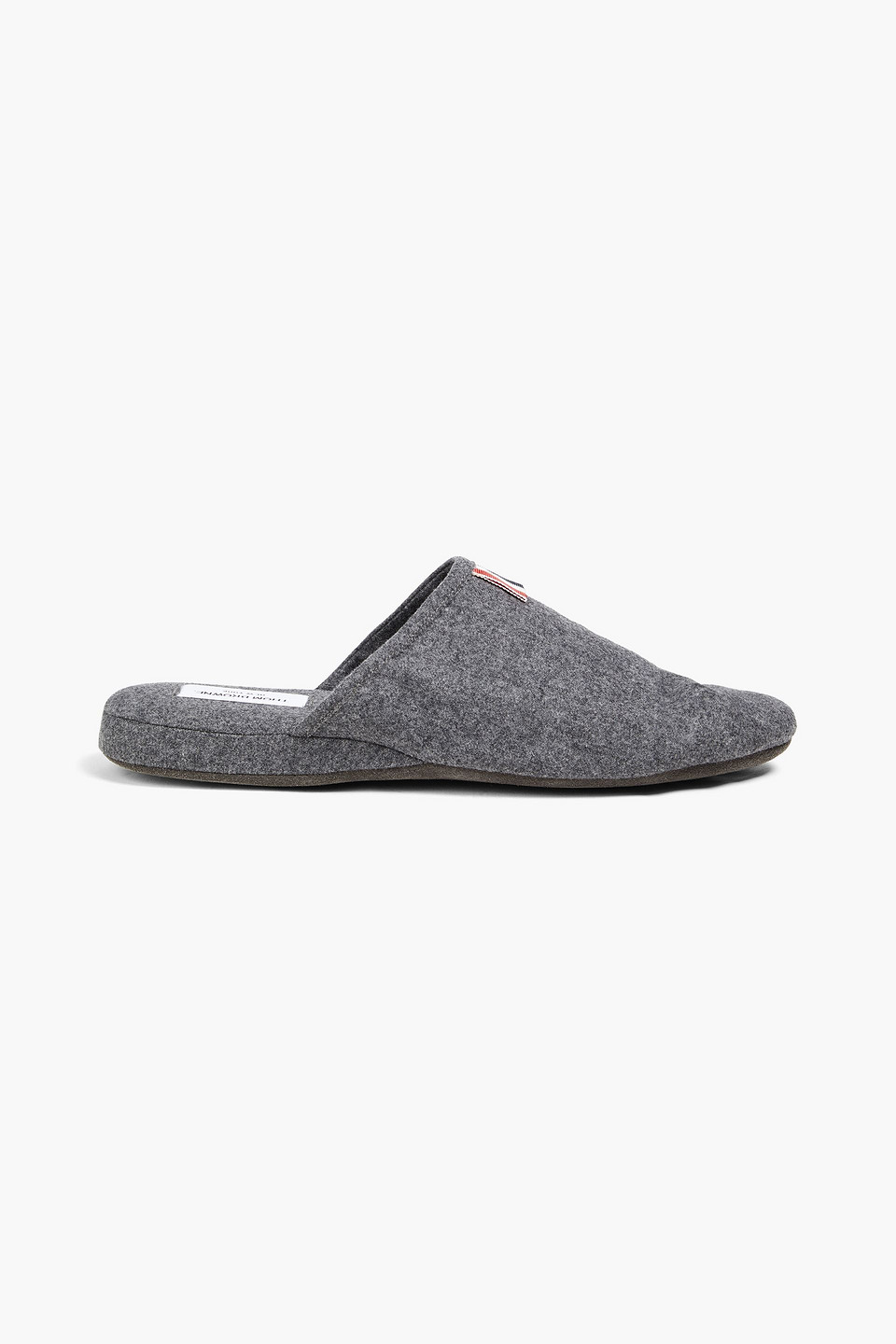 Thom Browne Striped Felt Slippers In Grey