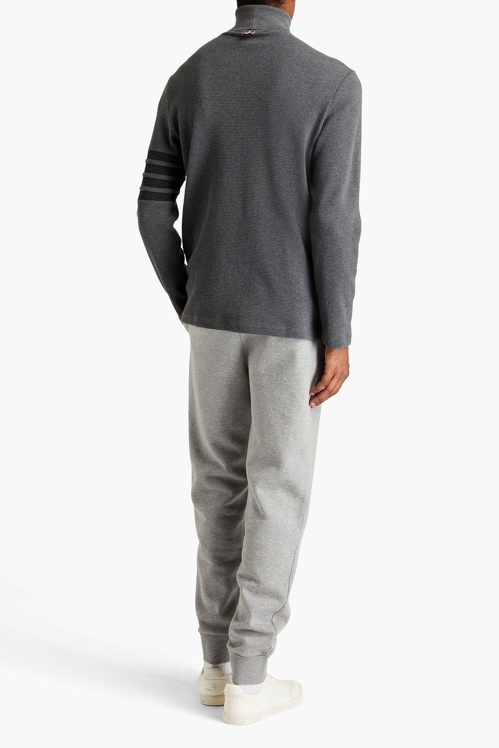 THOM BROWNE Striped waffle-knit cotton turtleneck sweater