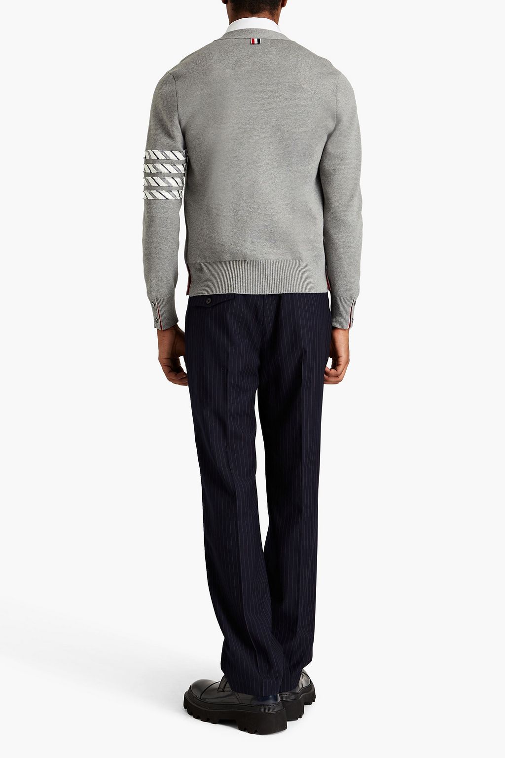 THOM BROWNE Twill-trimmed cotton cardigan