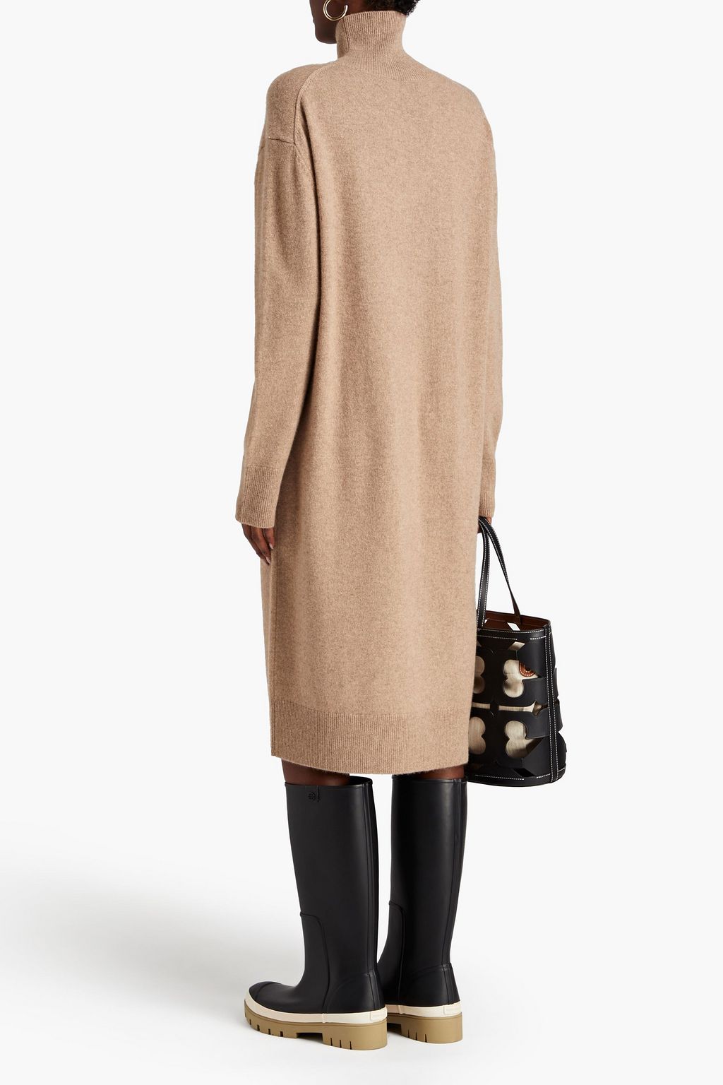 TORY BURCH Mélange cashmere turtleneck midi dress