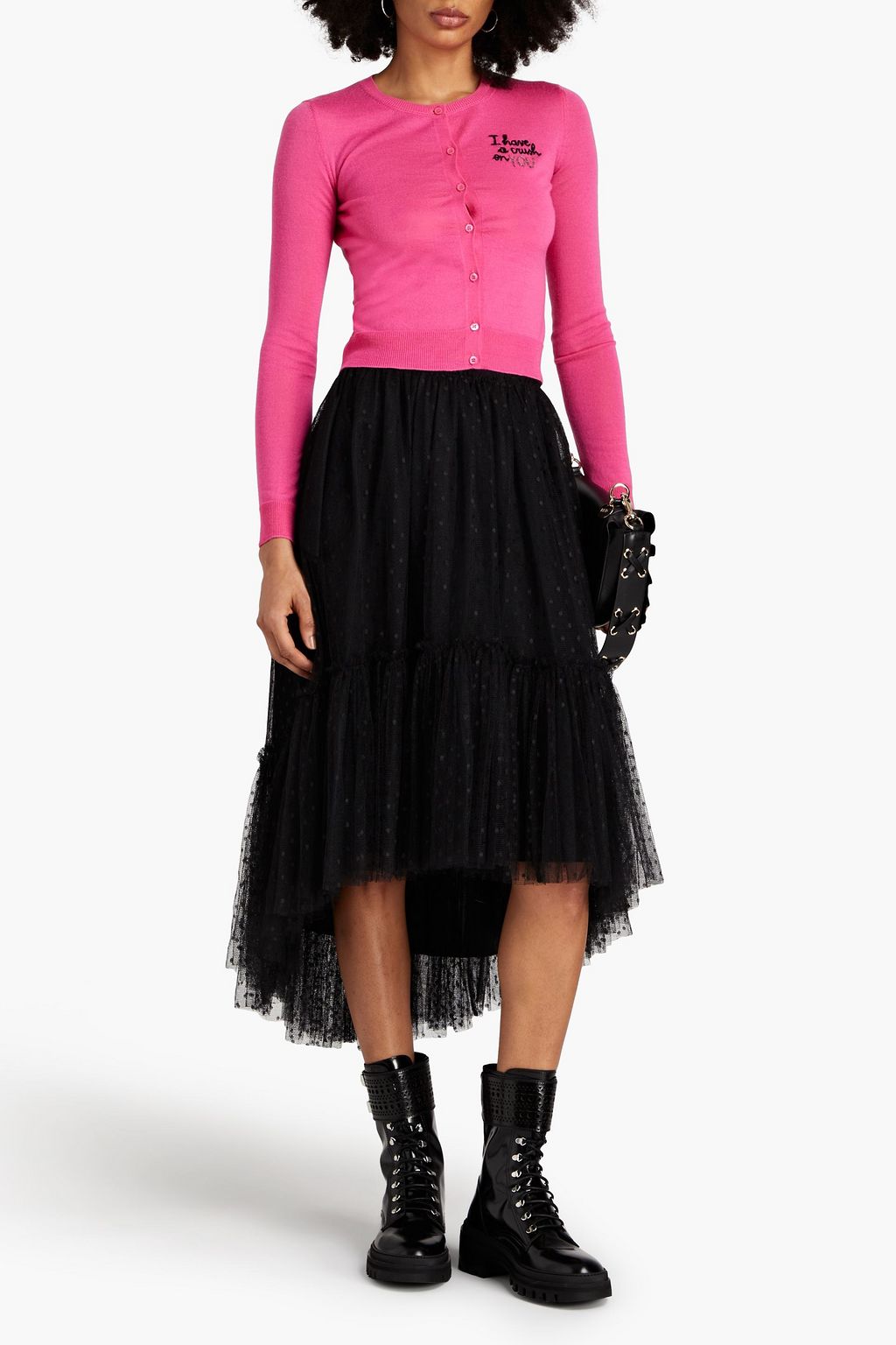 REDVALENTINO Embroidered embellished wool cardigan