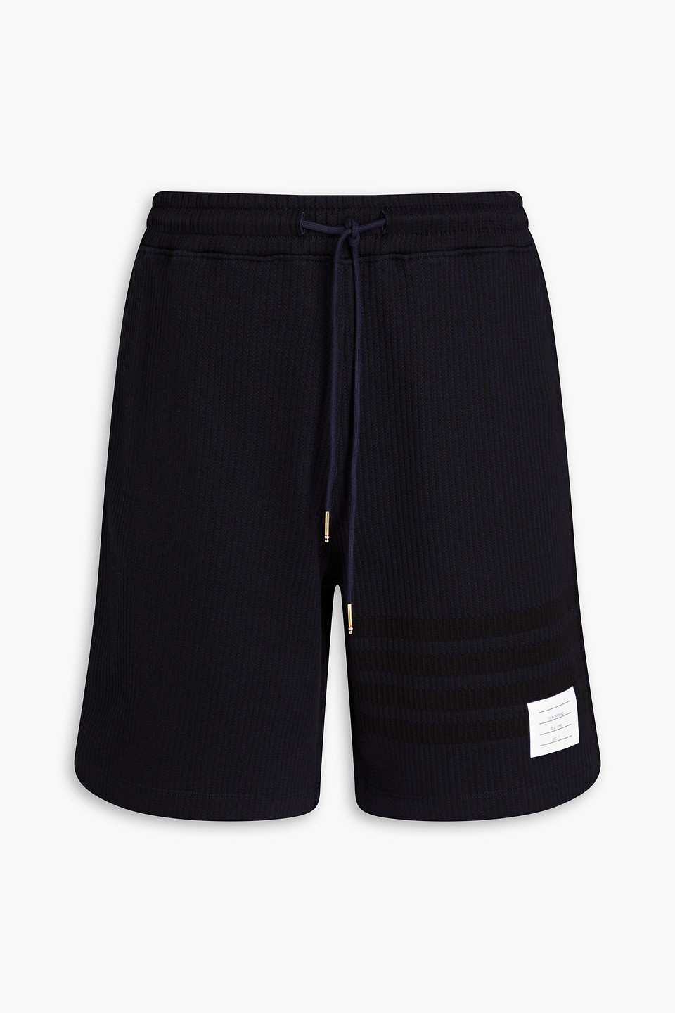 Ribbed French cotton-terry drawstring shorts