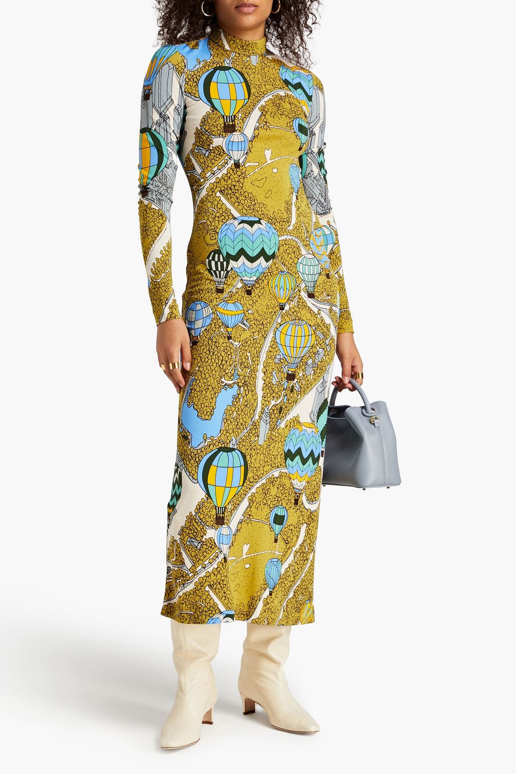 TORY BURCH Printed jersey midi dress