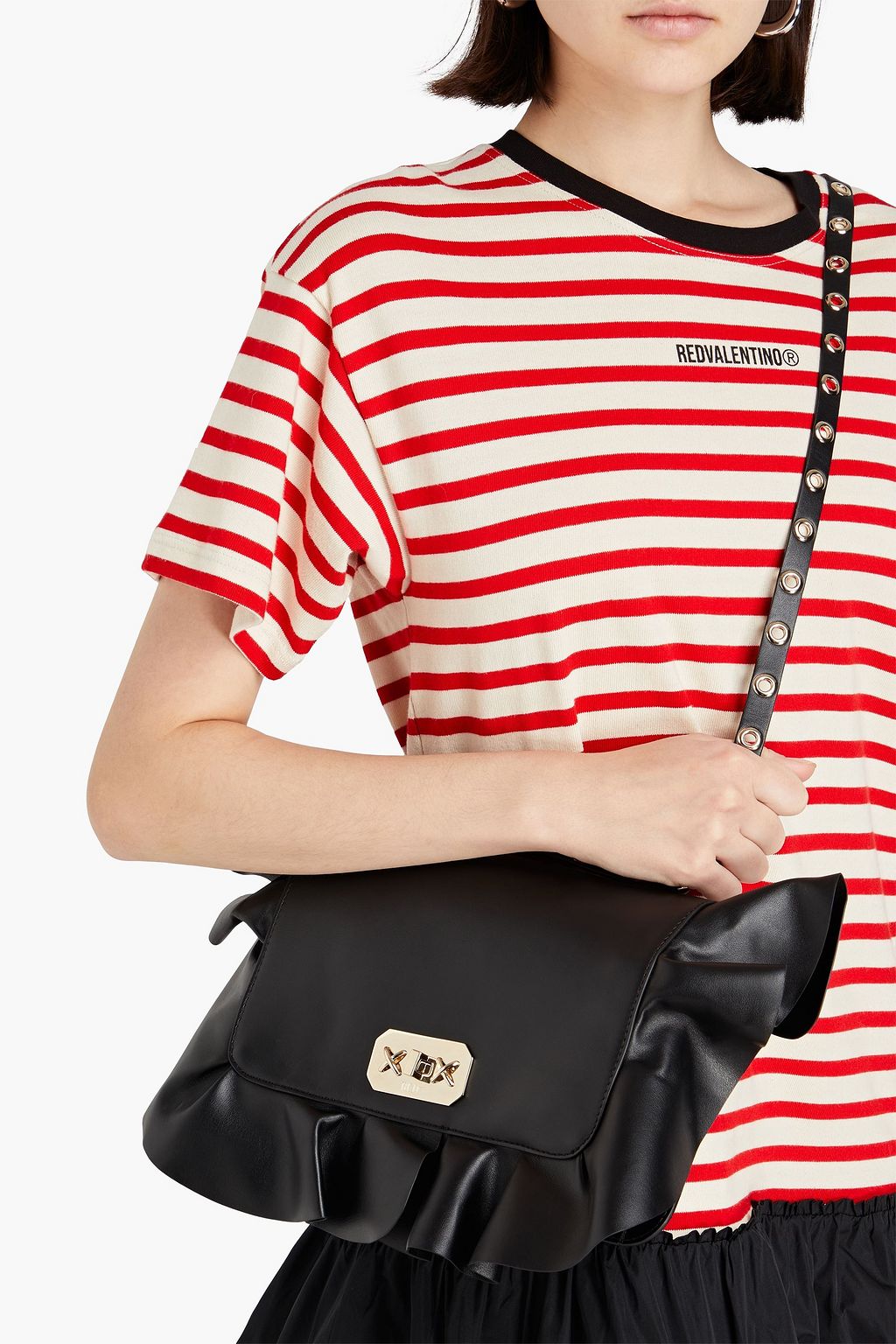 RED(V) Rock Ruffles leather shoulder bag