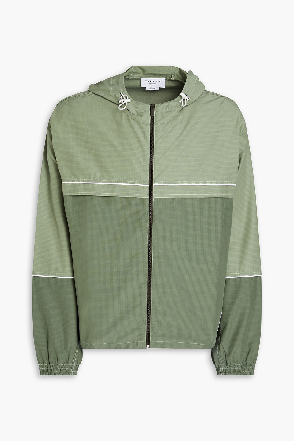 Thom Browne Cotton-blend Ripstop Hooded Jacket In Grey Green