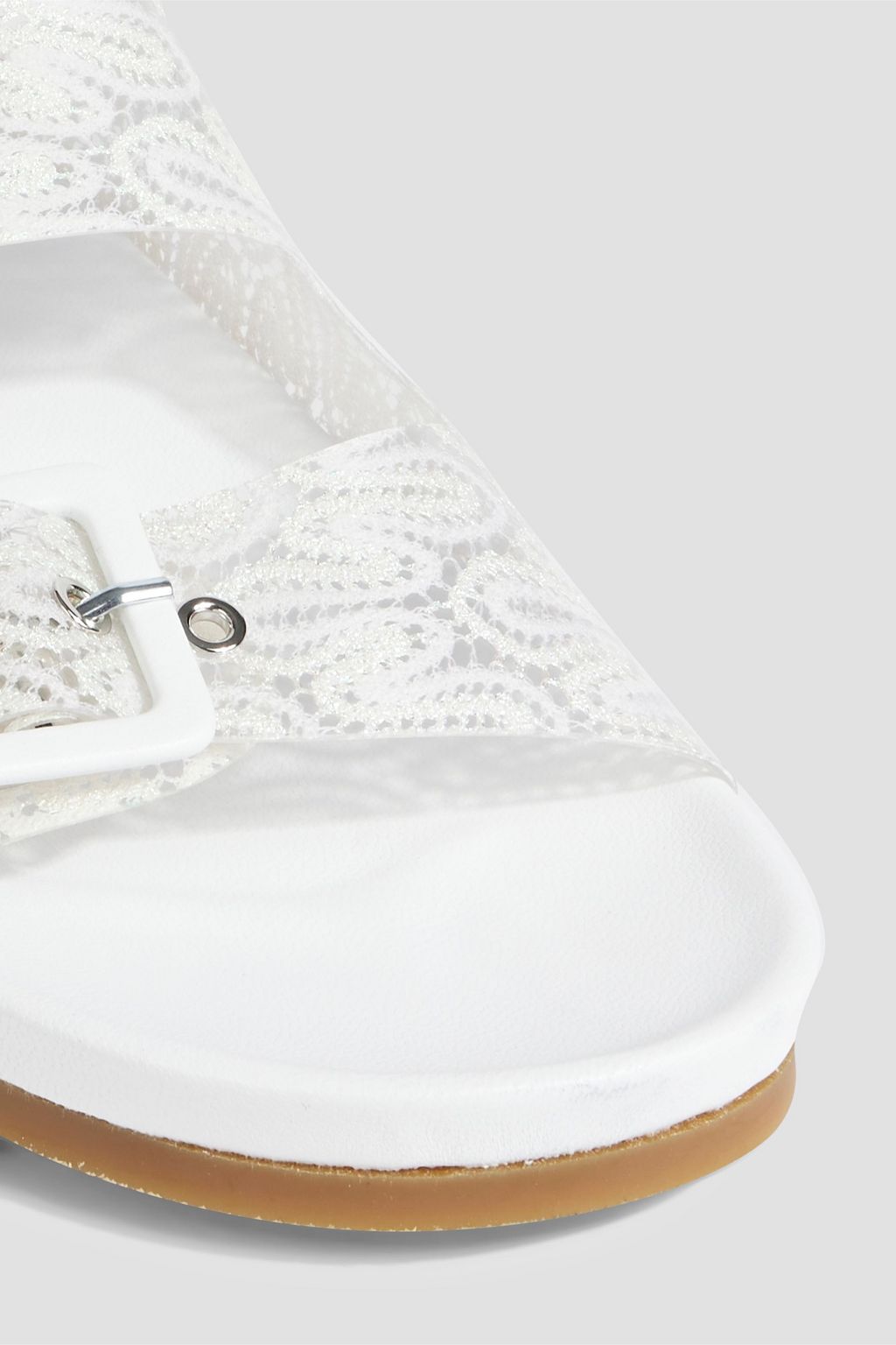 MISSONI Buckled metallic crochet-knit and PVC sandals
