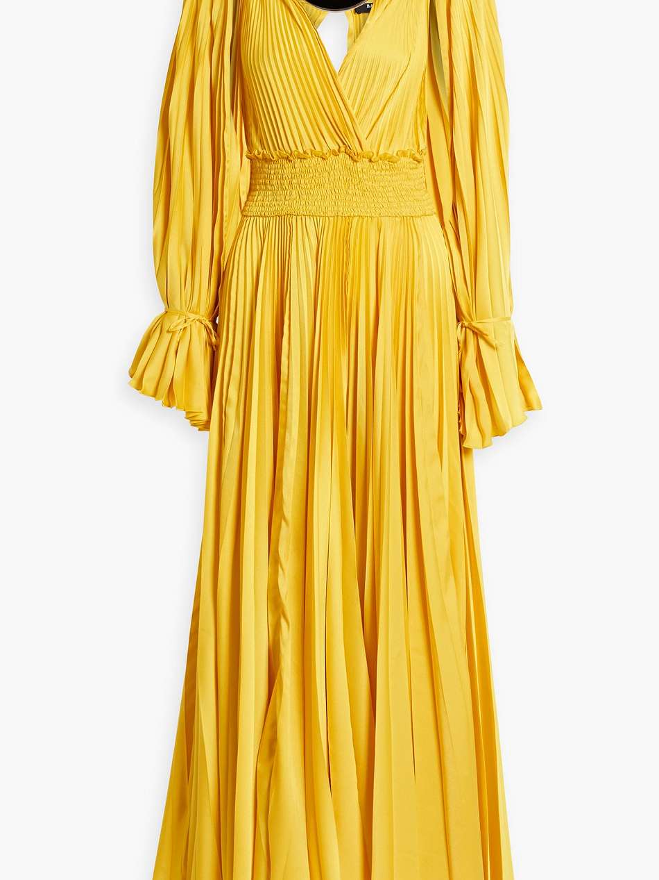 cutout embellished pleated satin maxi dress