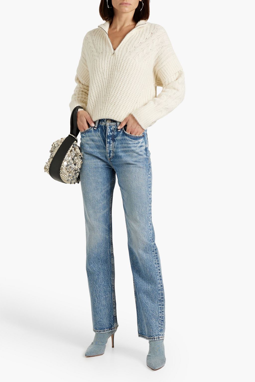 IRO Jilana cable-knit half-zip sweater