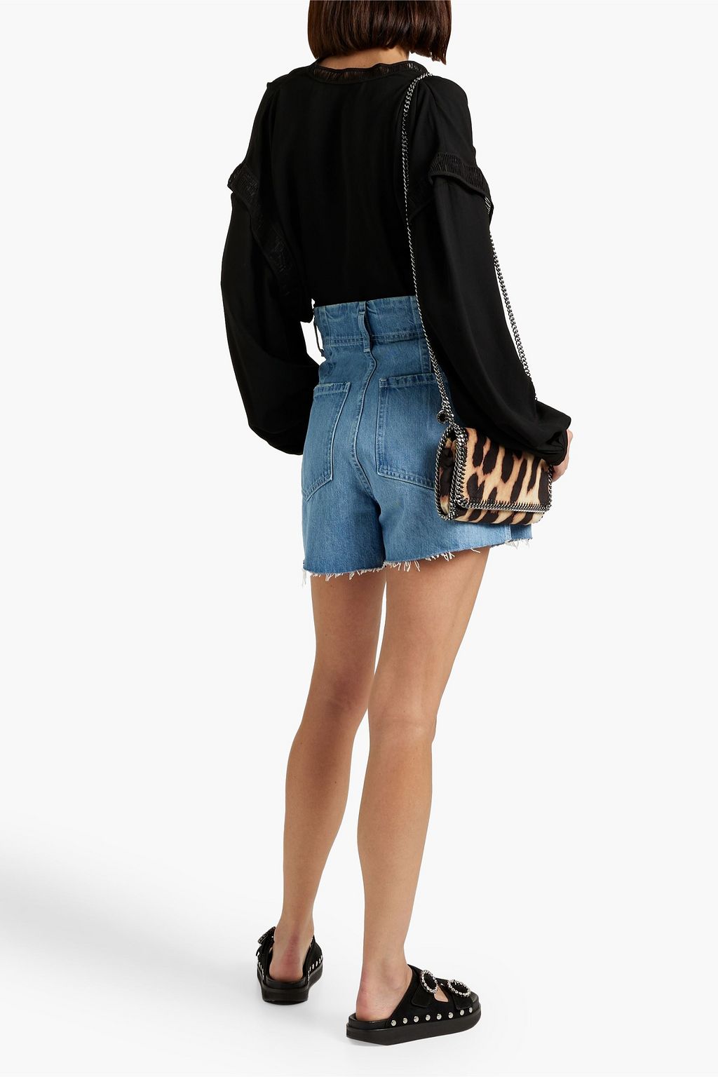 IRO Elea organza-trimmed crepe blouse
