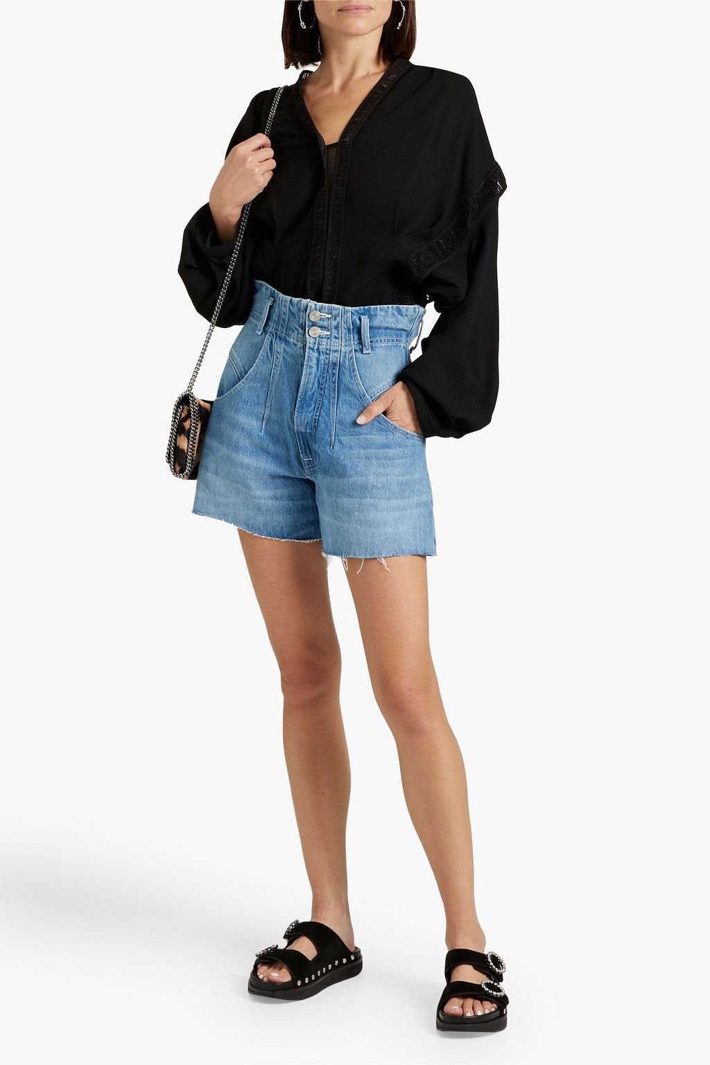 IRO Elea organza-trimmed crepe blouse