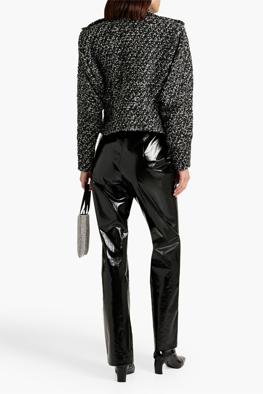 IRO Voxy metallic bouclé-tweed biker jacket