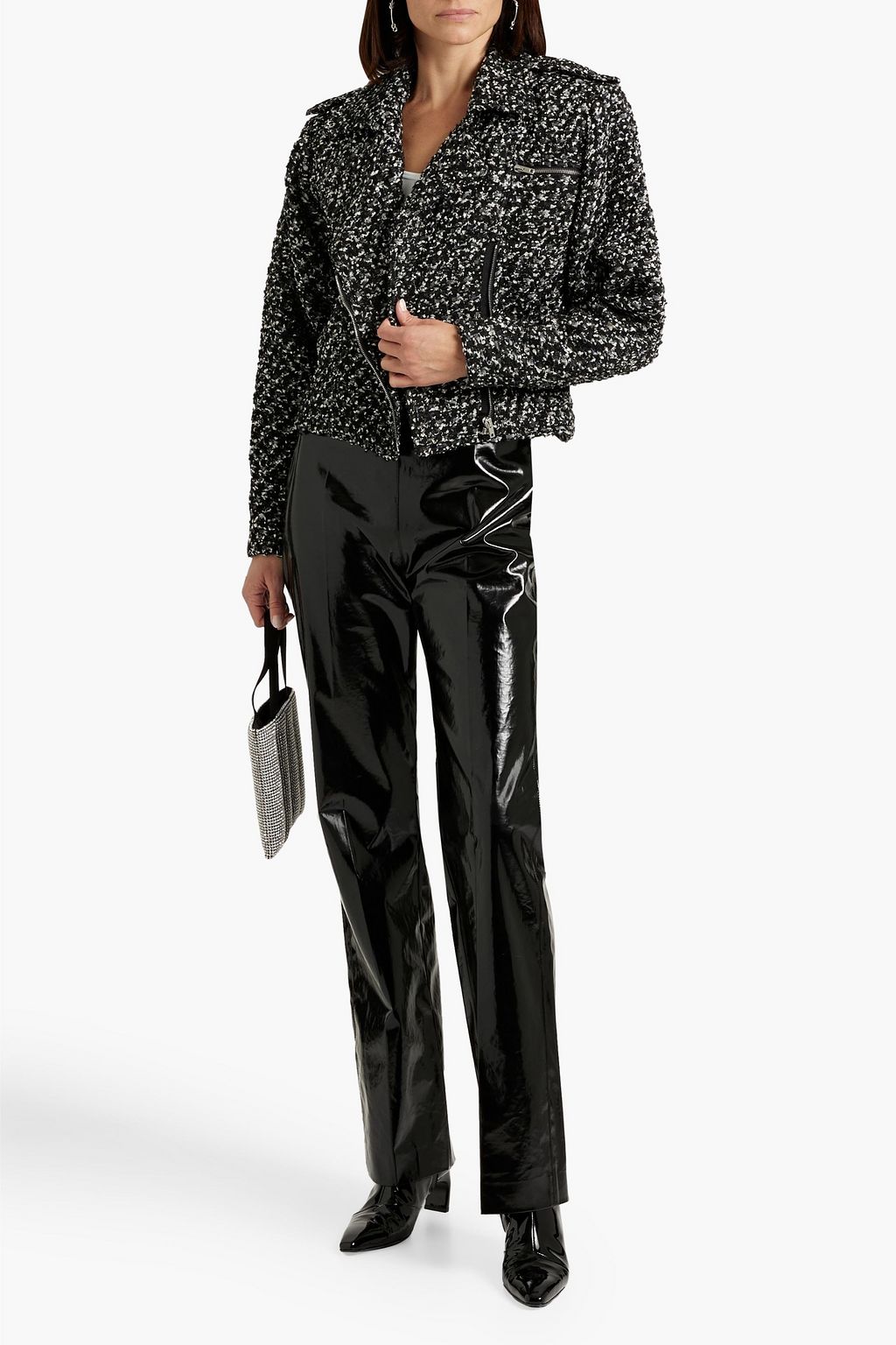 IRO Voxy metallic bouclé-tweed biker jacket