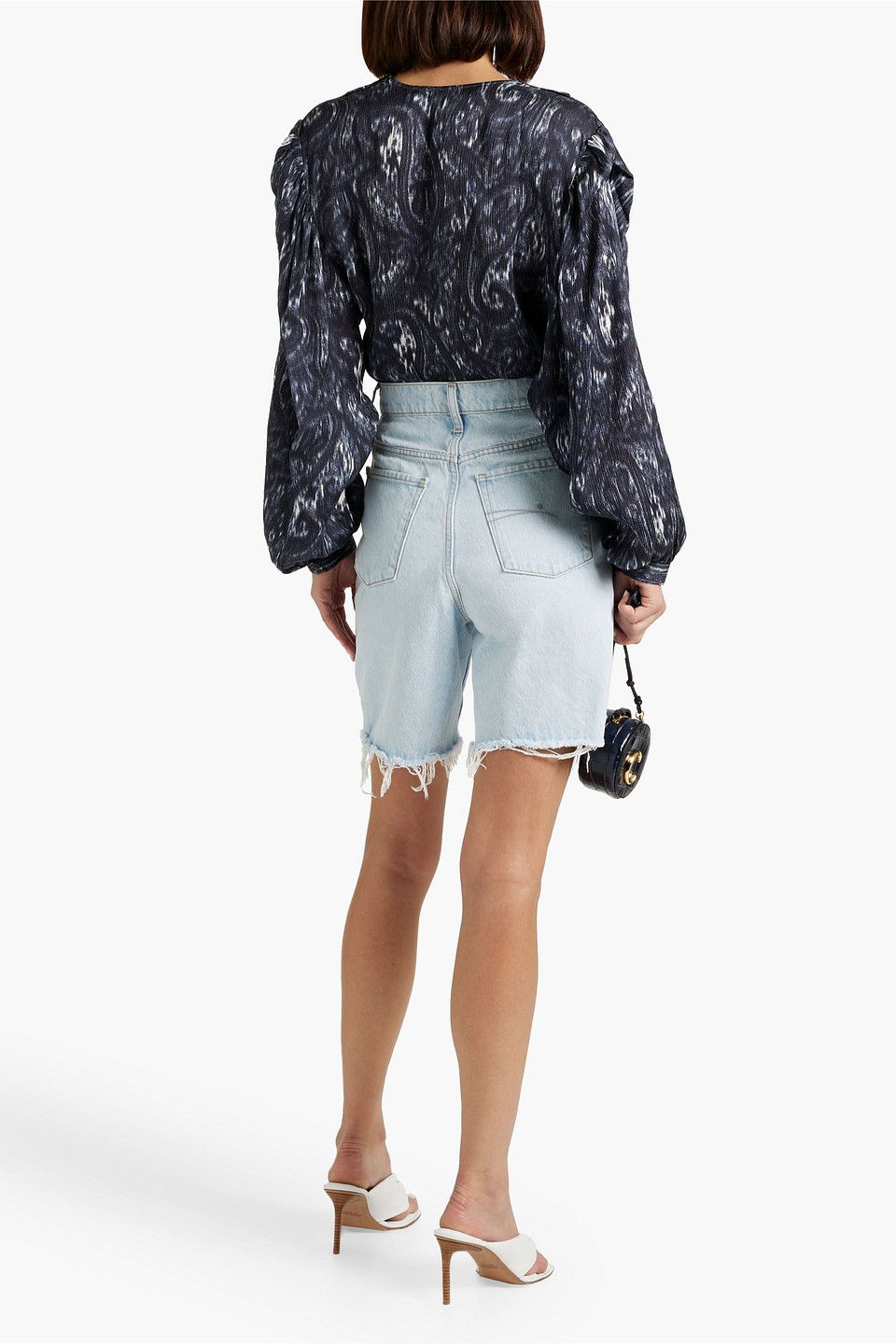 IRO ZARFI WRAP-EFFECT PRINTED PLISSÉ-SILK BLOUSE