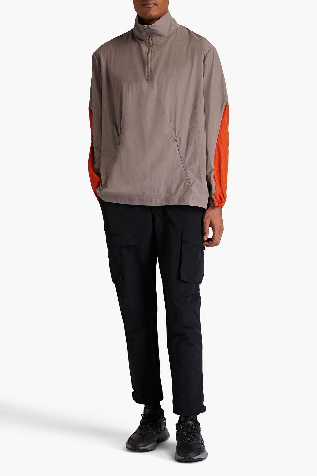 Y-3 Two-tone logo-print shell zip-up track jacket