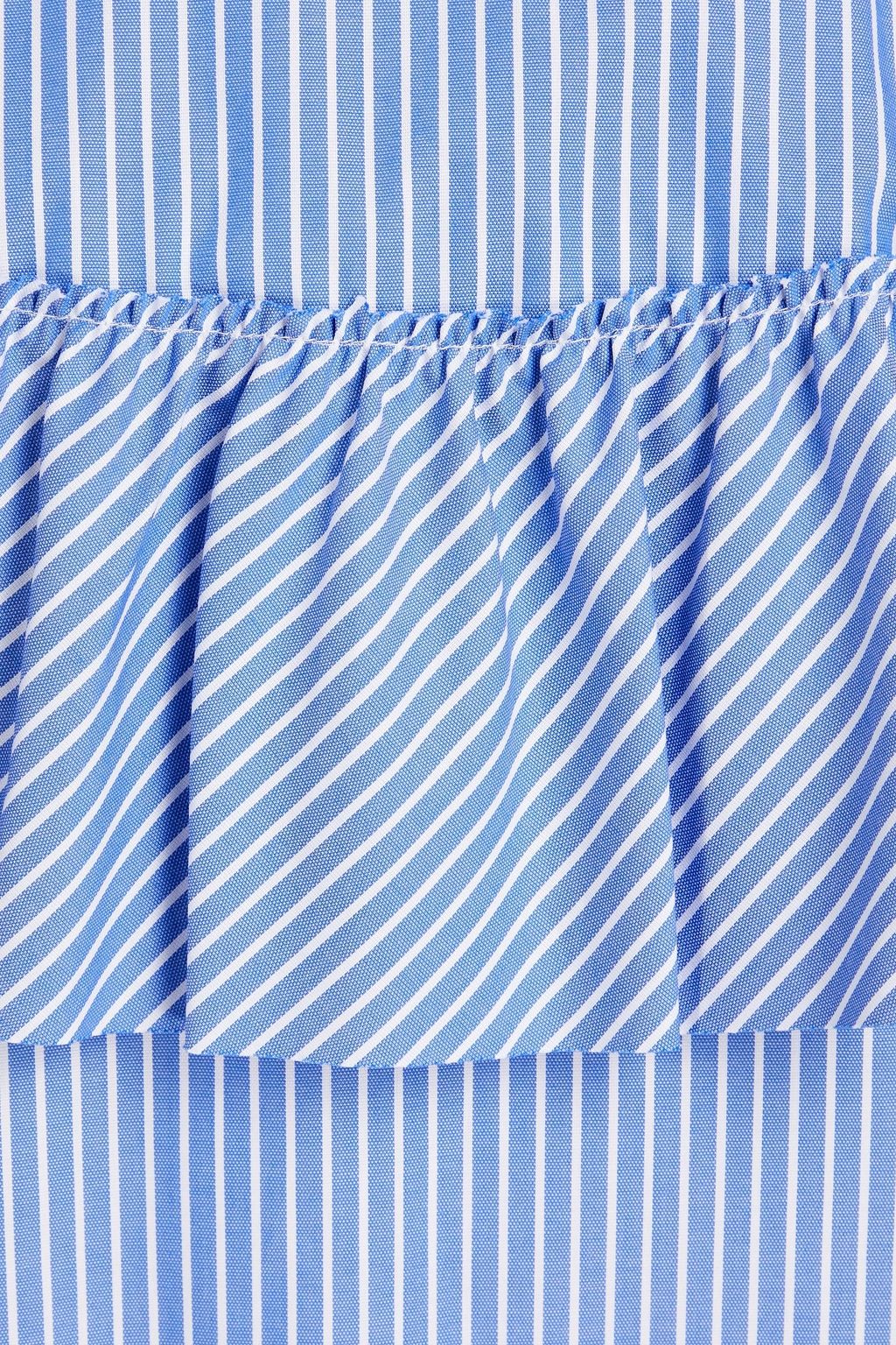 REDVALENTINO Ruffled striped cotton Oxford top