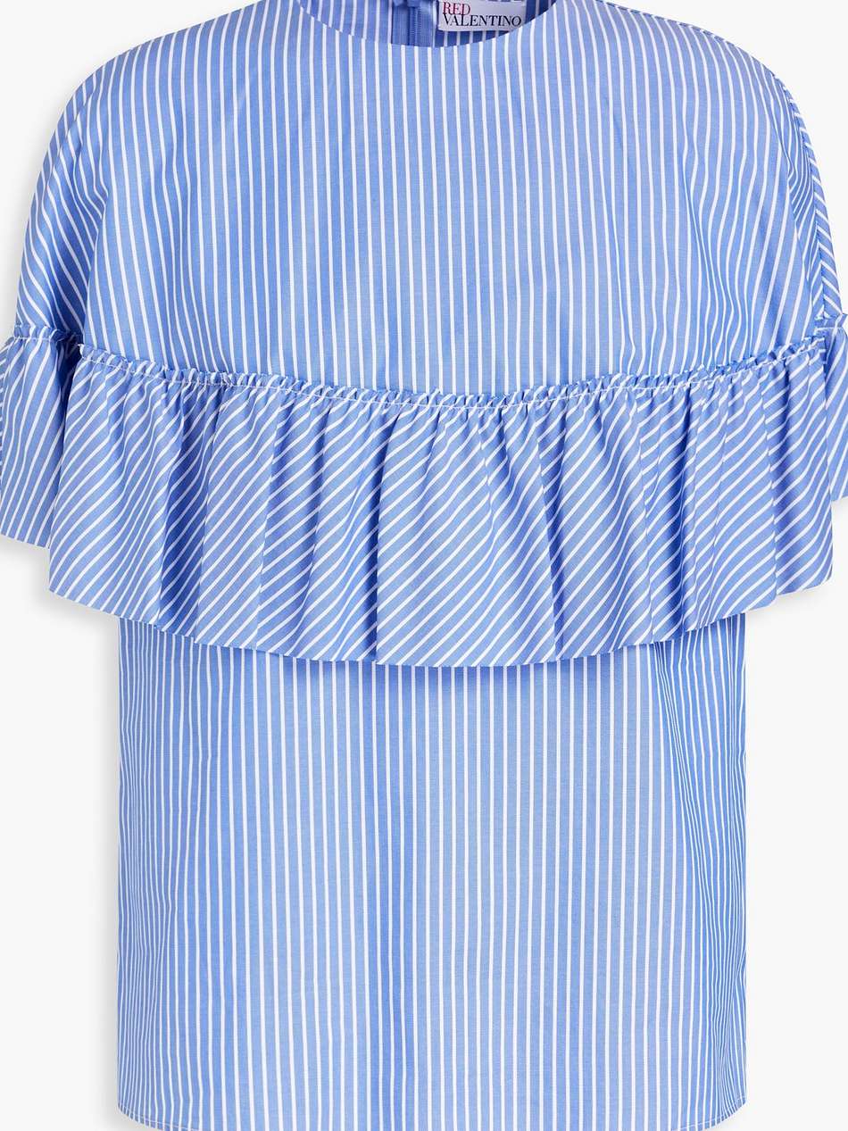 ruffled striped cotton oxford top