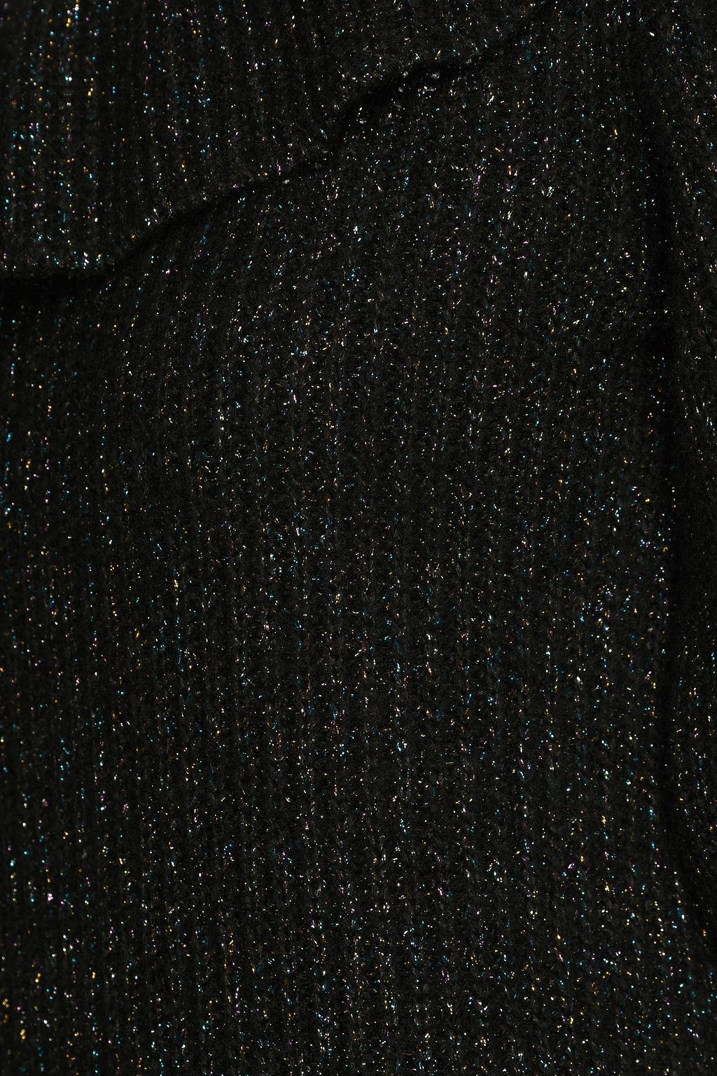REDVALENTINO One-sleeve ruffled metallic ribbed-knit top