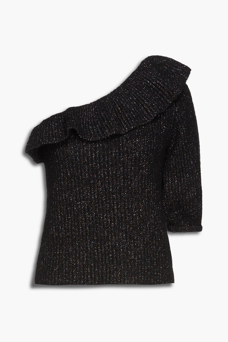 Red Valentino Rib-knit Asymmetric Top In Black