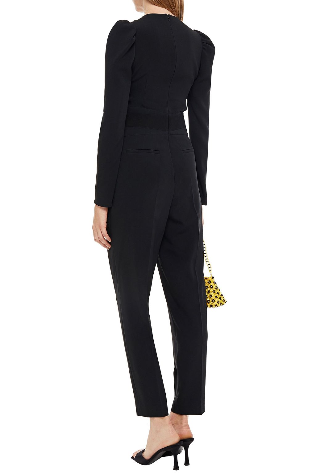 REDVALENTINO Grosgrain-trimmed pleated crepe jumpsuit