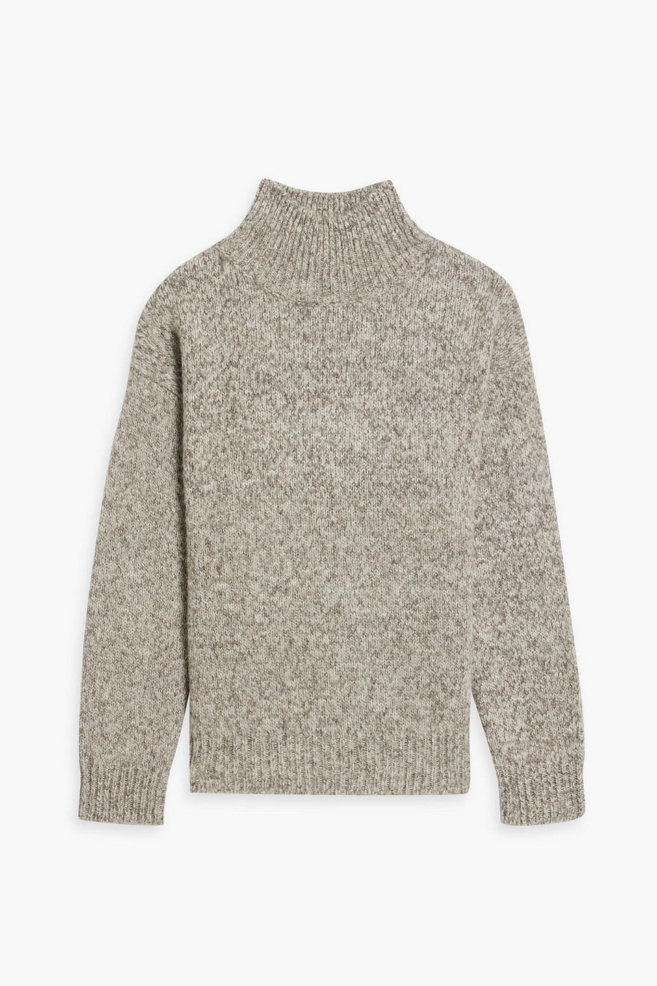 Iris & Ink Charlie Merino Wool And Alpaca-blend Turtleneck Sweater In Gray