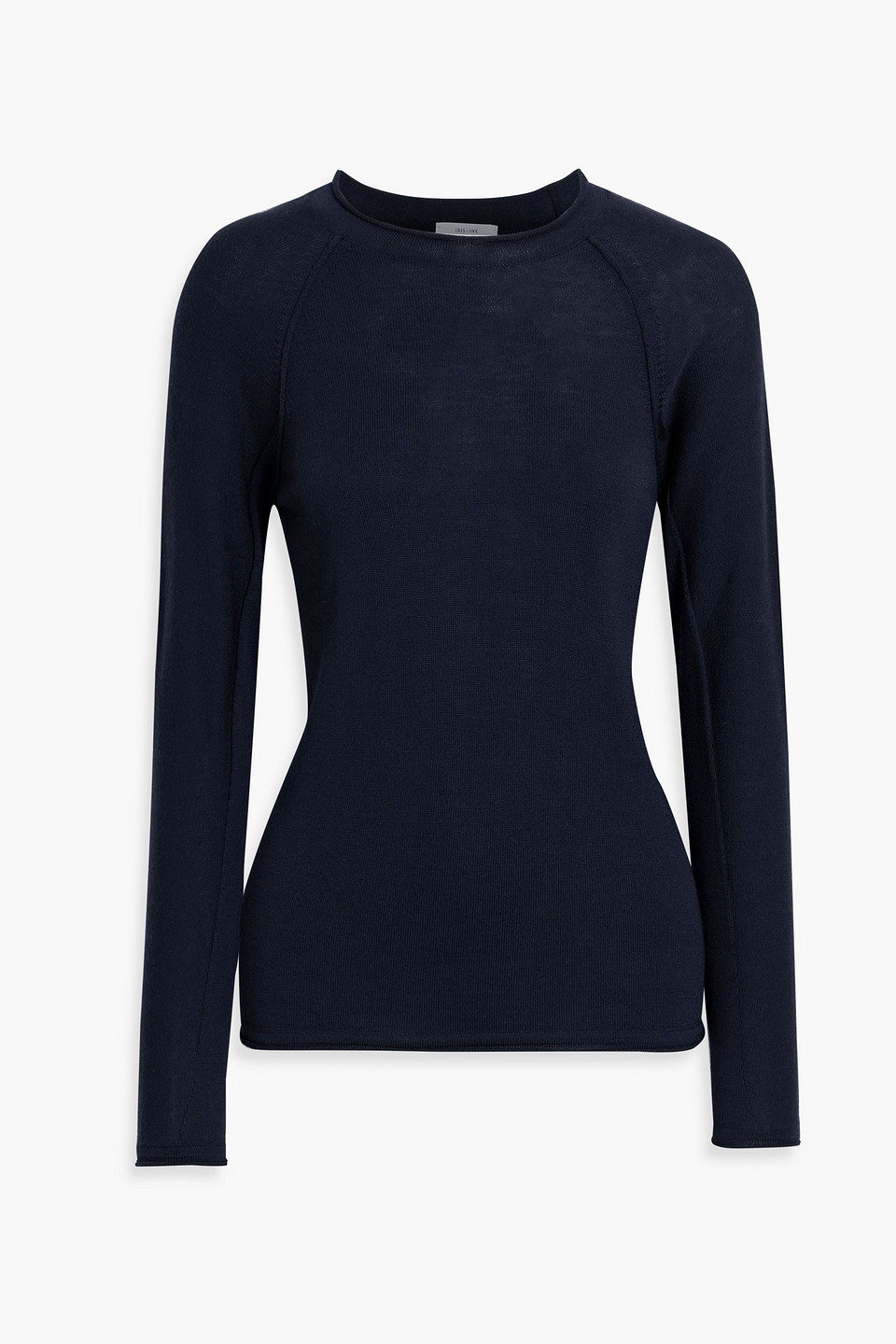 Iris & Ink Bella Merino Wool Jumper In Navy