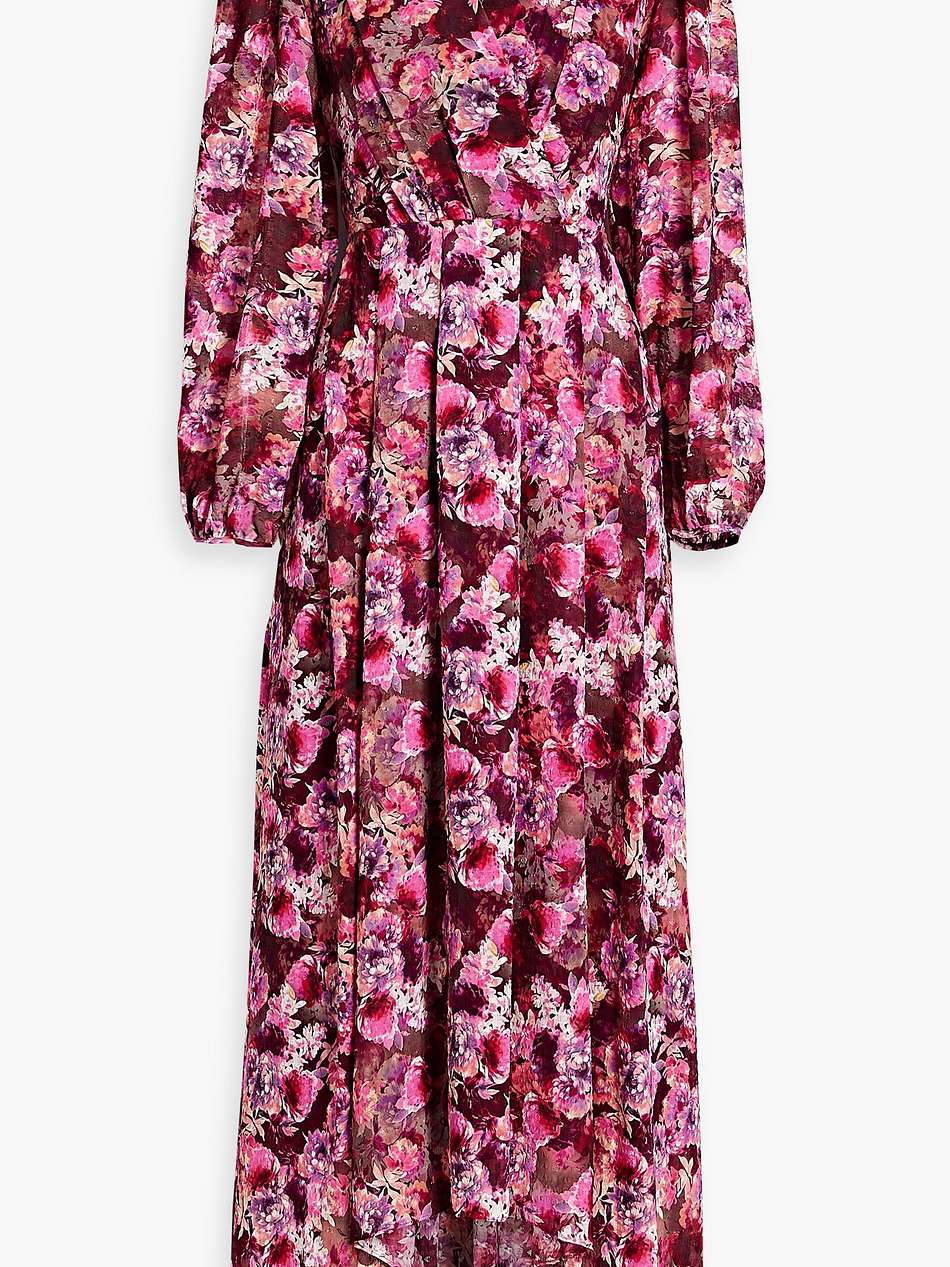 wrap-effect floral-print fil coupé chiffon maxi dress