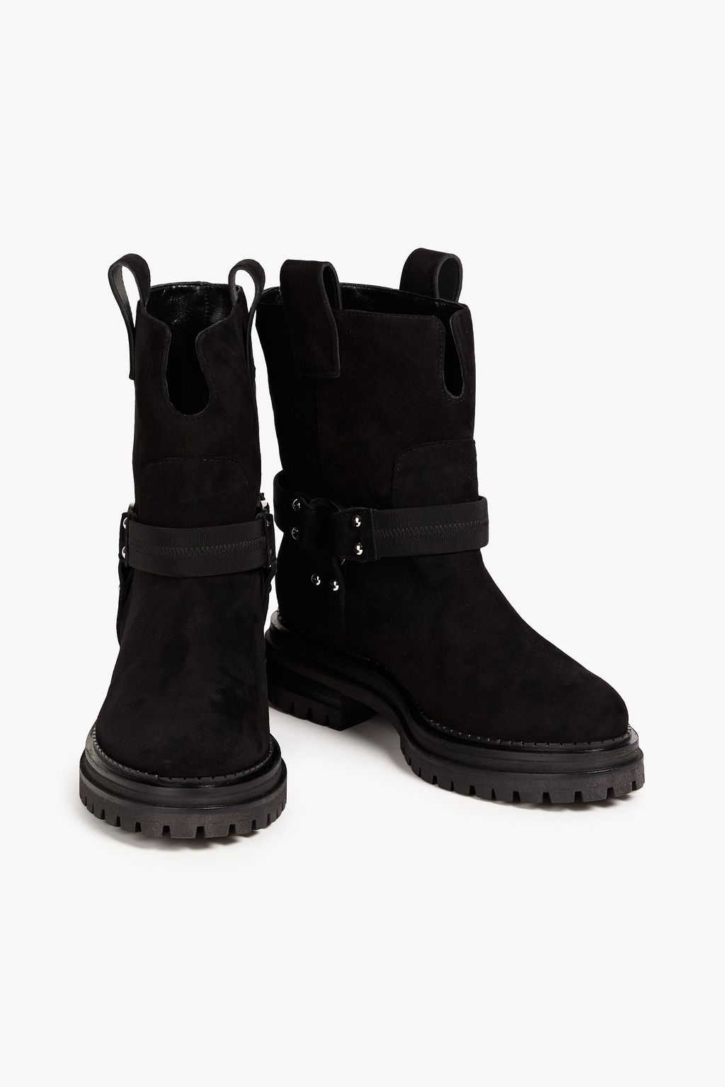 SERGIO ROSSI Ring-embellished suede ankle boots