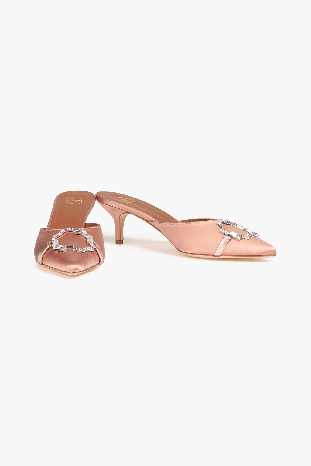 MALONE SOULIERS Missy 45 buckle-embellished satin mules