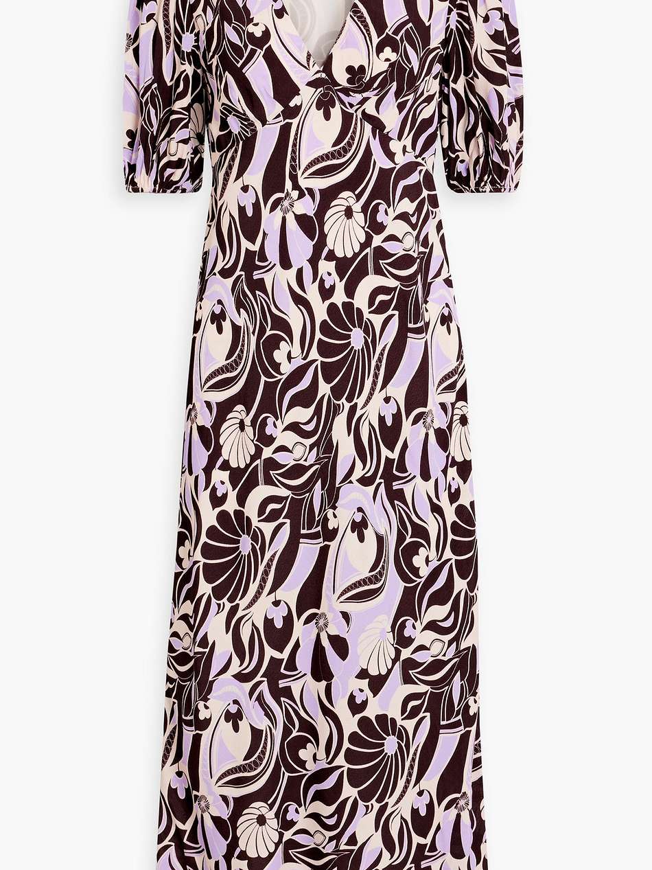 poppy printed crepe midi dress