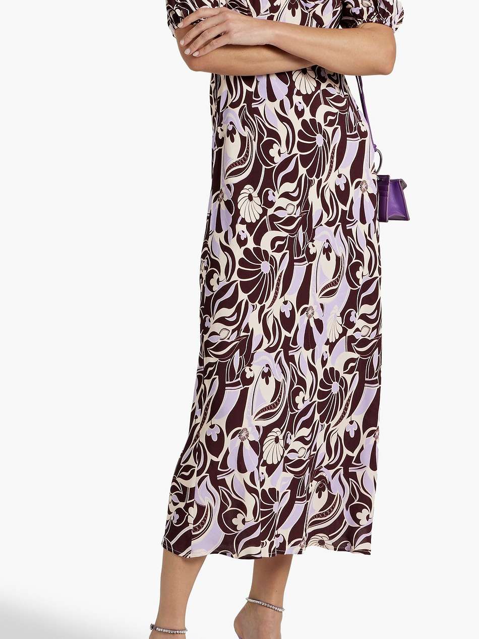 poppy printed crepe midi dress
