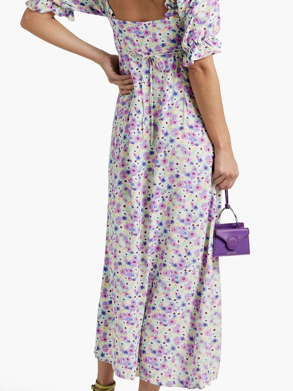 montenegro ruffle-trimmed floral-print crepe midi dress