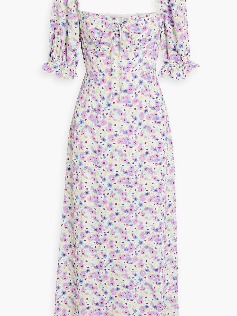 montenegro ruffle-trimmed floral-print crepe midi dress