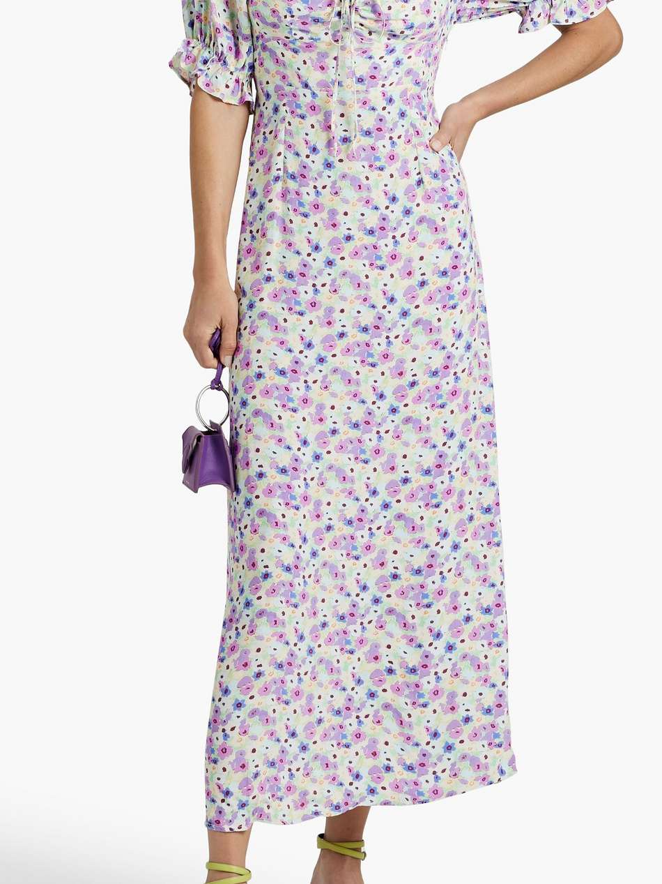 montenegro ruffle-trimmed floral-print crepe midi dress