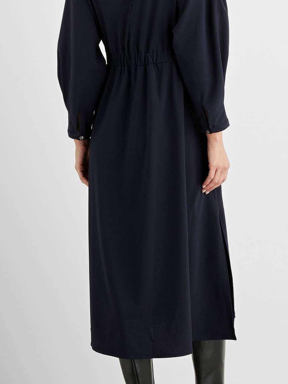 violet gathered crepe midi dress