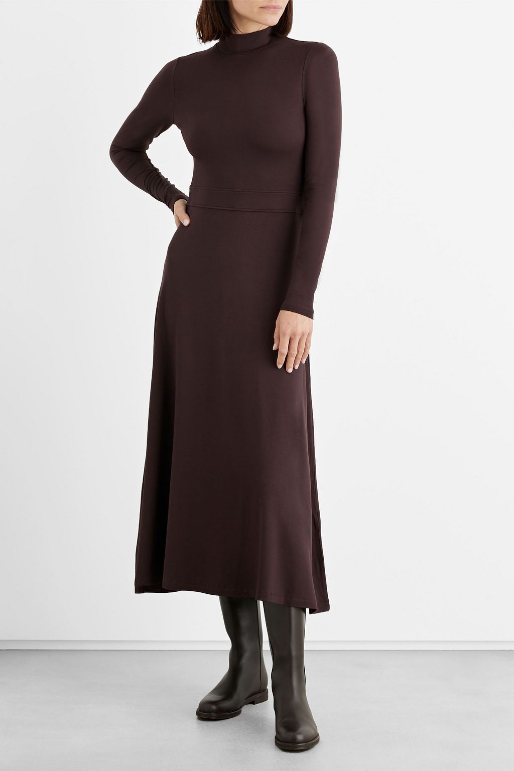 IRIS & INK Riley stretch-LENZING™ ECOVERO™ jersey turtleneck midi dress