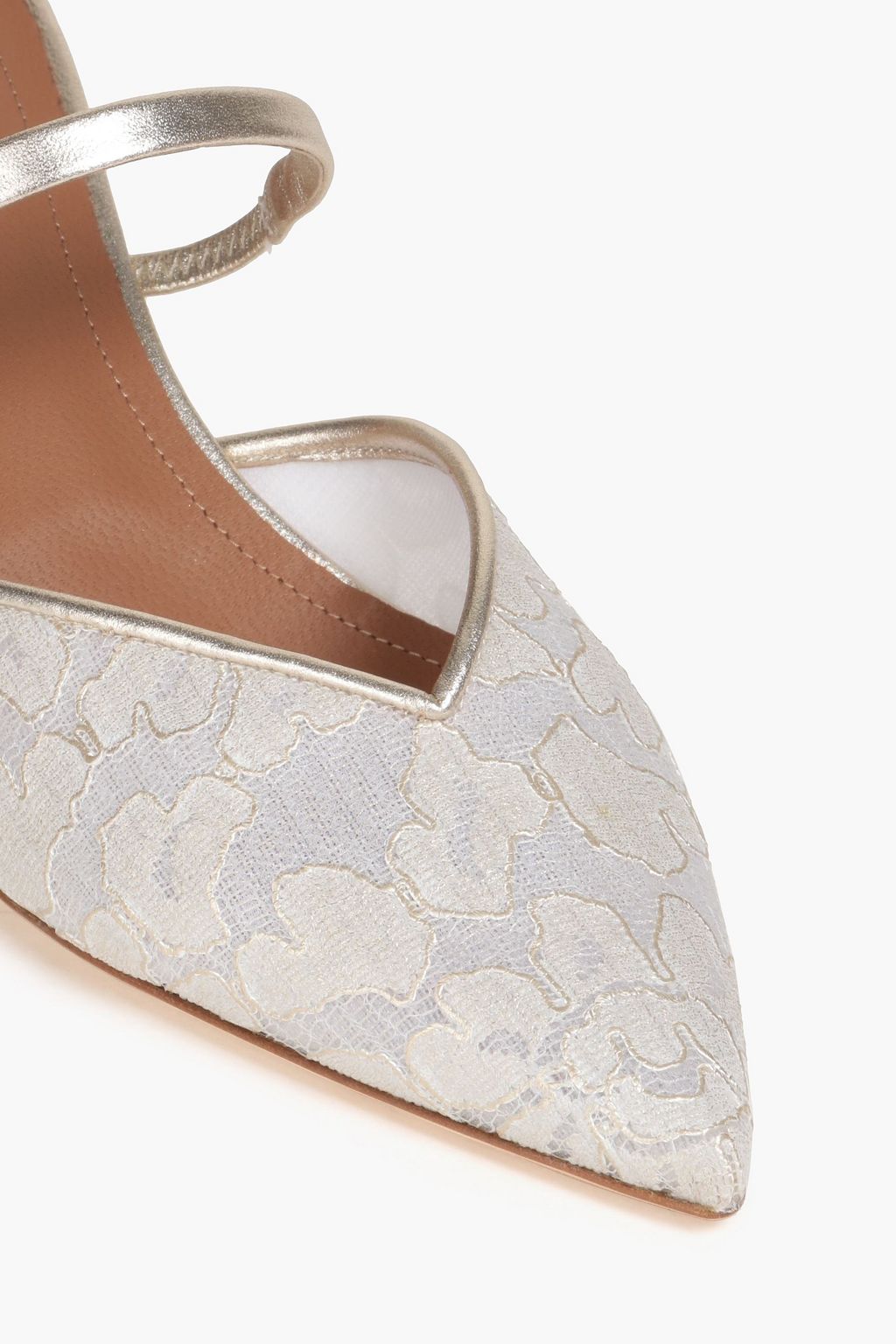 MALONE SOULIERS Marla 45 metallic leather and corded lace mules
